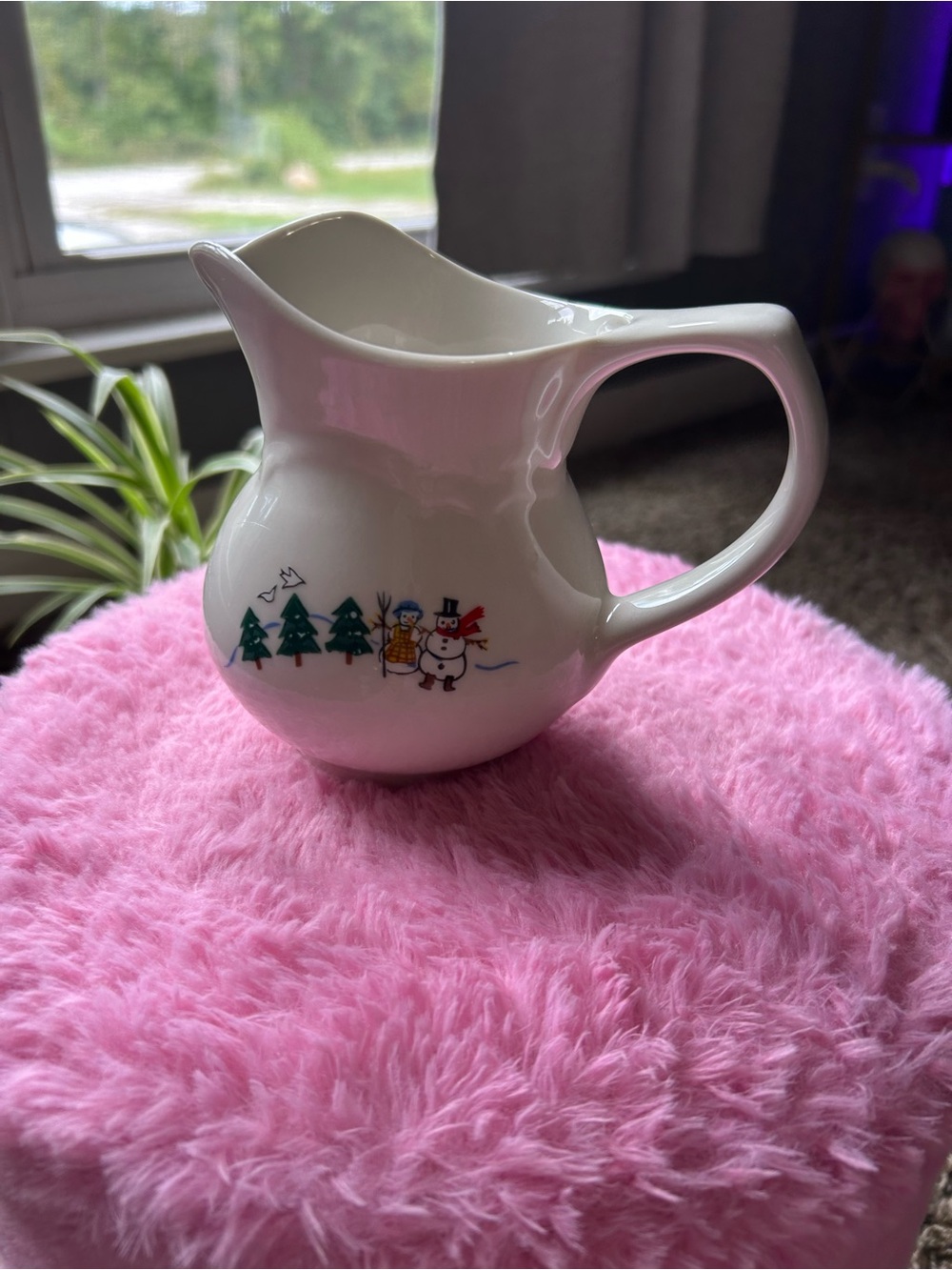 Pfaltzgraff Snow Village Christmas creamer pitcher holiday snowman